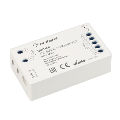 Диммер для светодиодной ленты Arlight ARL-SIRIUS-TUYA-DIM-SUF 12-24В 4x4А 2.4G 48-96Вт по Wi-Fi картинка 
